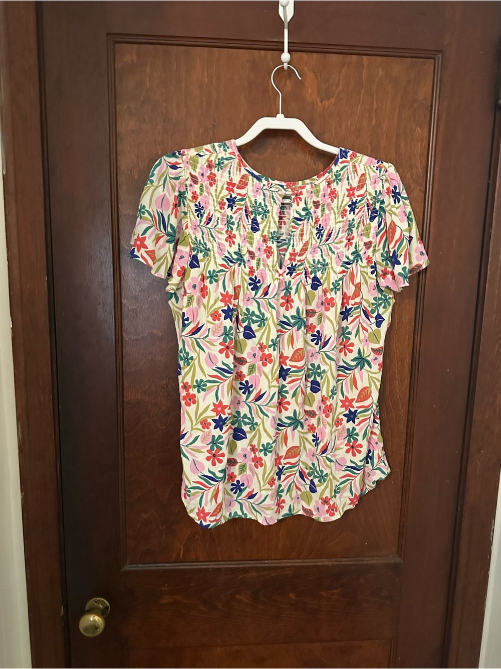 BODEN LAYLA FLORAL PRINTED SMOCKED BOHO BLOUSE SIZE 12 - Picture 3 of 5